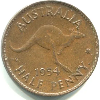 Sběratelství AUSTRÁLIE. 1/2 penny 1954.