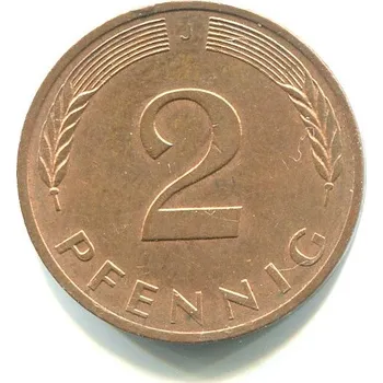 NĚMECKO. 2 Pfennig 1979/J