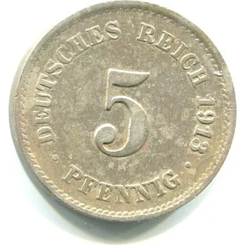 NĚMECKO. 5 Pfennig 1913/F.