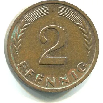 NĚMECKO. 2 Pfennig 1961/J.