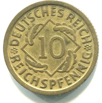 NĚMECKO. 10 Reichspfennig 1929/D.