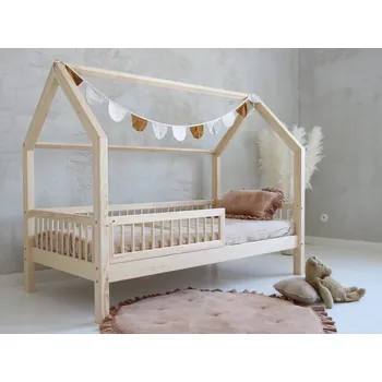Dětská postel ELIS DESIGN Domečková postel s plůtkem natur 90x200 cm - na nožkách 19 cm
