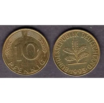 NĚMECKO. 10 pfennig 1993/F.