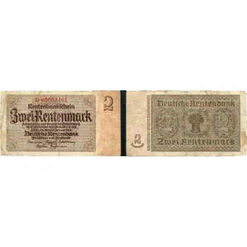 NĚMECKO. 2 Rentenmark. Ro. 167c. 30. 1.1937. Série D.