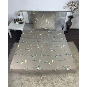 Povlečení Bavlněné povlečení, jednolůžko - Luční kvítí khaki