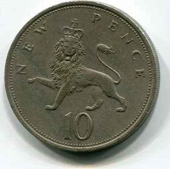 VELKÁ BRITÁNIE. 10 pence 1974.