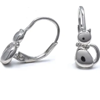 Náušnice Stříbrné náušnice kočky hladké Pupi