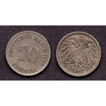 NĚMECKO. 10 Pfennig 1908/D.