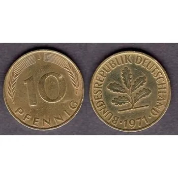 NĚMECKO. 10 pfennig 1971/J.