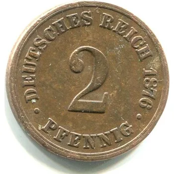 NĚMECKO. 2 Pfennig 1876/B.