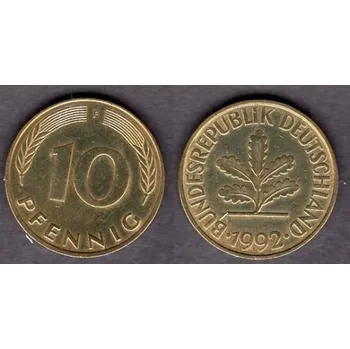 NĚMECKO. 10 pfennig 1992/F.
