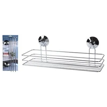 Drátěná police Polička kovová do koupelny 35 x 11 x 14 cm stříbrná KO-C80651830