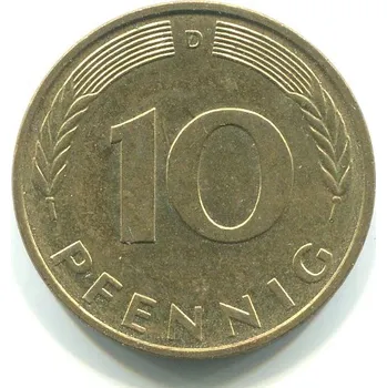 NĚMECKO. 10 Pfennig 1990/D