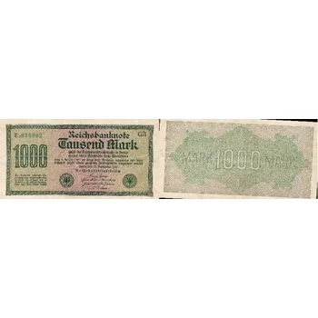 NĚMECKO. 1.000 Mark. Ro. 75m. 15. 9.1922. Firma GB, série Ea. VZ: mříže s 8.
