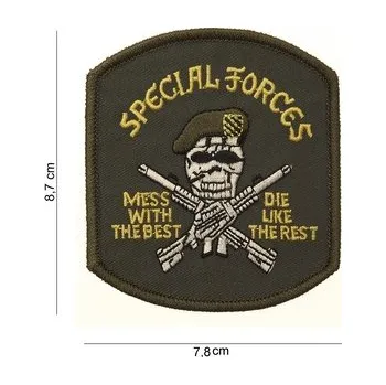 Nášivka Nášivka textilní 101 Inc Special-Forces Skull - olivová