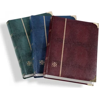 Obal pro sběratelský předmět Leuchtturm Zásobník na známky COMFORT, DIN A4, s 64 bílými stranami, pergamenové mezistranami, polstrovaná vazba v imitaci krokodýlí kůže, kovové rohy, zelená