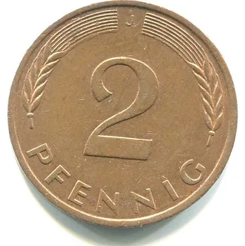 NĚMECKO. 2 Pfennig 1977/J