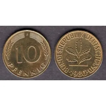 NĚMECKO. 10 pfennig 1980/F.