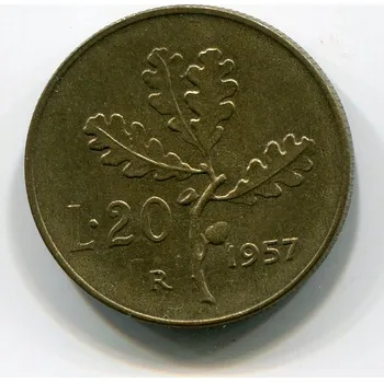 ITÁLIE. 20 lire 1957.