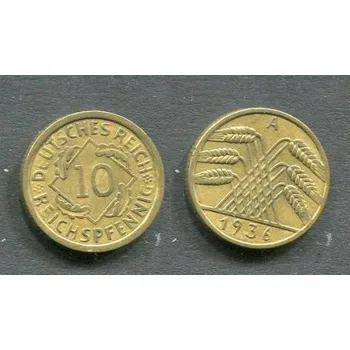 NĚMECKO. 10 Reichspfennig 1936/A