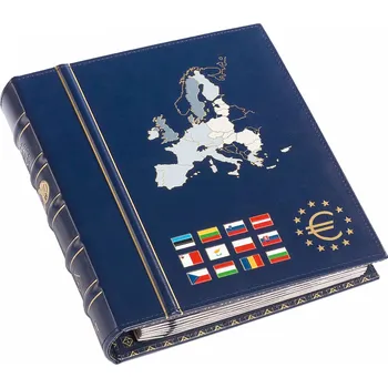Obal pro sběratelský předmět Leuchtturm Album VISTA, s listy na 12 sad € mincí, část 2 "Old and New Members", s kazetou, modrá