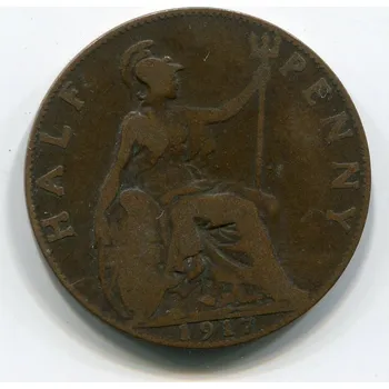 Sběratelství VELKÁ BRITÁNIE. 1/2 penny 1917. KM-809