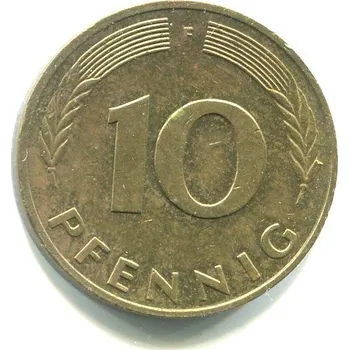 NĚMECKO. 10 Pfennig 1988/F