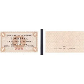 Zbor nápravnej výchovy SSR. Poukážka na odber výstroja. 1 koruna 1975.