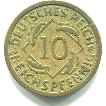 NĚMECKO. 10 Reichspfennig 1930/G.