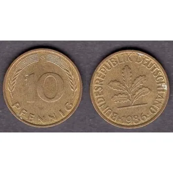 NĚMECKO. 10 pfennig 1986/G.