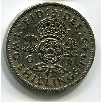 Sběratelství VELKÁ BRITÁNIE. 2 shillings 1949. KM-878