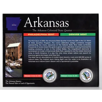 USA. 2x 1/4 dollar 2003. Arkansas. Kolorováno.