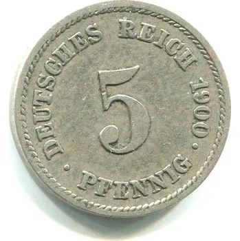 NĚMECKO. 5 Pfennig 1900/E.