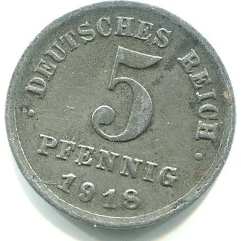 NĚMECKO. 5 Pfennig 1918/F.