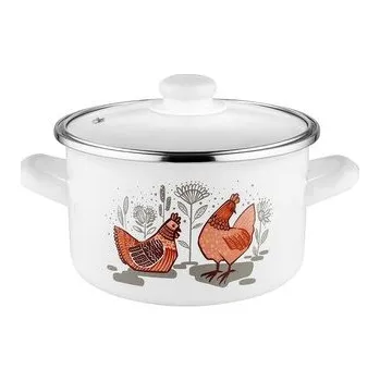 HRNIEC SMALTOVANÝ S POKLIČKOU 20CM 3,7L RUBINKA