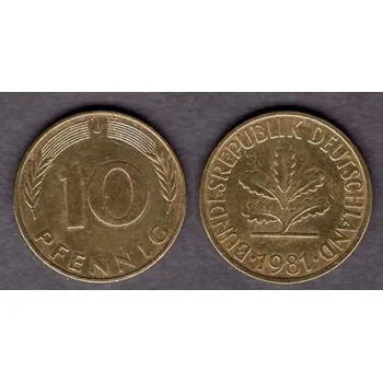 NĚMECKO. 10 pfennig 1981/J.