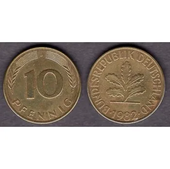 NĚMECKO. 10 pfennig 1982/J.