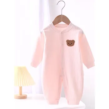 Kojenecké oblečení Kojenecký overal 3D aplikace medvídek Barva: Růžová, Velikost: 6-9 měsíců 
