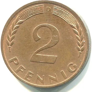 NĚMECKO. 2 Pfennig 1970/D