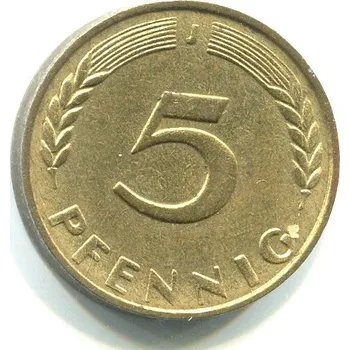 NĚMECKO. 5 Pfennig 1971/J