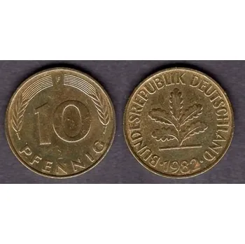 NĚMECKO. 10 pfennig 1982/F.