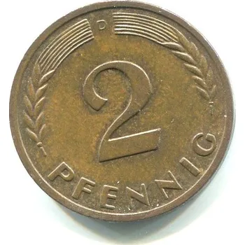 NĚMECKO. 2 Pfennig 1966/D.