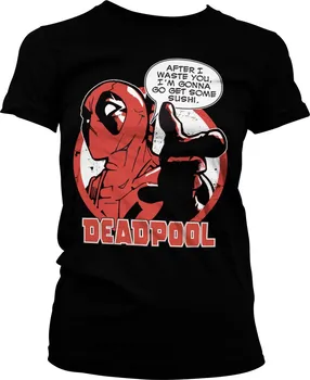 Dámské tričko Dámské tričko Deadpool Sushi černé - S / Černá