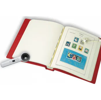 Obal pro sběratelský předmět Leuchtturm Album LEUCHTTURM, PERFECT, se speciální mechanikou, s názvem země na hřbetě - Německá říše, s kazetou, modrá