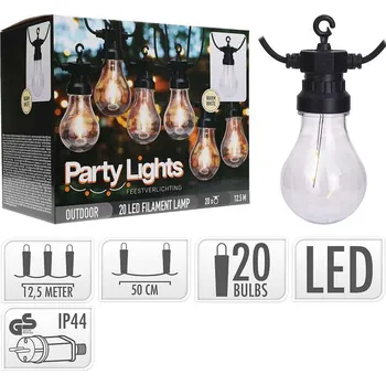 Venkovní osvětlení PROGARDEN Světelný řetěz LED PARTY 20 žárovek 12,5m KO-LE2100180