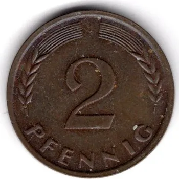 Sběratelství NĚMECKO. 2 Pfennig 1965/J.