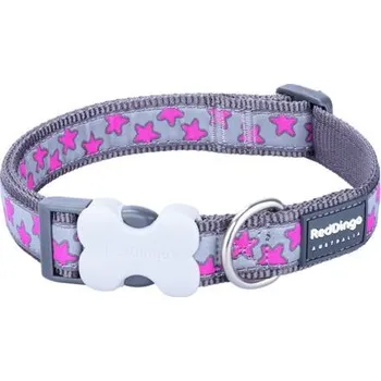 Obojek pro psa Obojek Red Dingo 15 mm x 24-36 cm - Hot Pink Stars on Grey