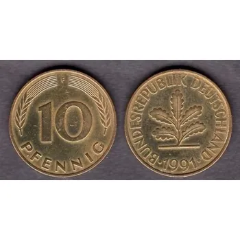 NĚMECKO. 10 pfennig 1991/F.