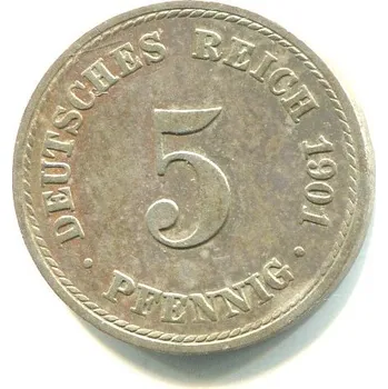 NĚMECKO. 5 Pfennig 1901/A.