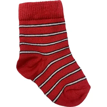 Dětské ponožky s lycrou červené s bílými pruhy, Velikost: 13 - 14 (19 - 21), Barva: Červená